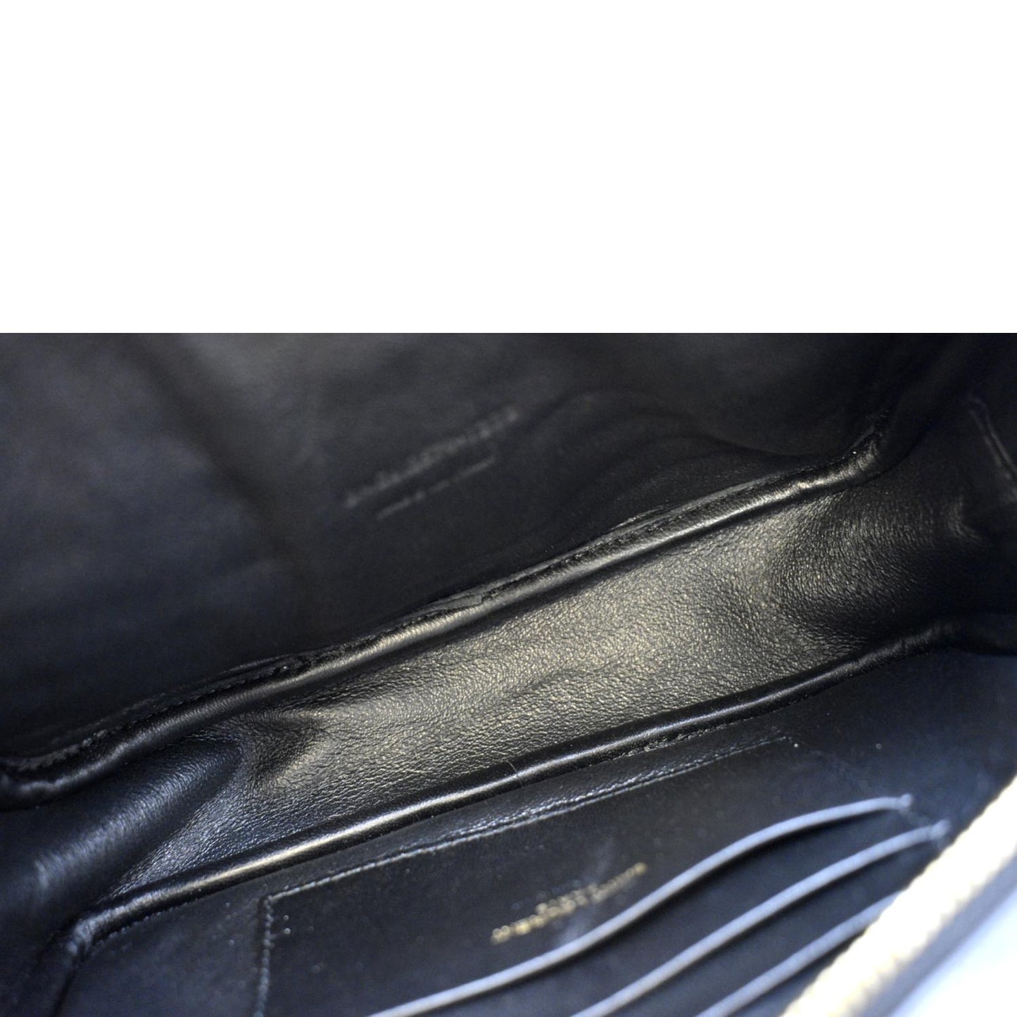 YVES SAINT LAURENT Lou Chevron Leather Camera Crossbody Bag Black