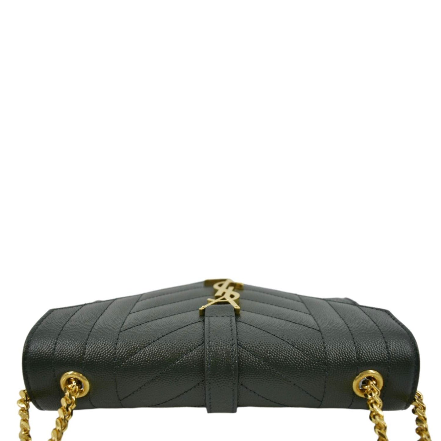 YVES SAINT LAURENT Small Envelope Matelassé Leather Shoulder Bag Green
