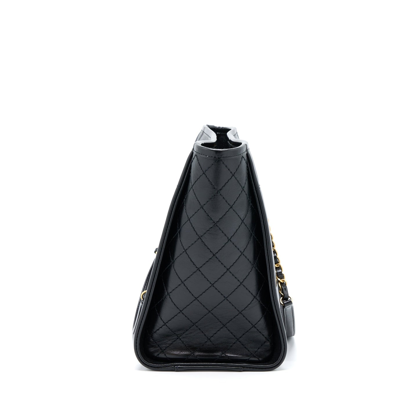 Chanel Deauville Tote Bag Calfskin Black With Detail Logo GHW