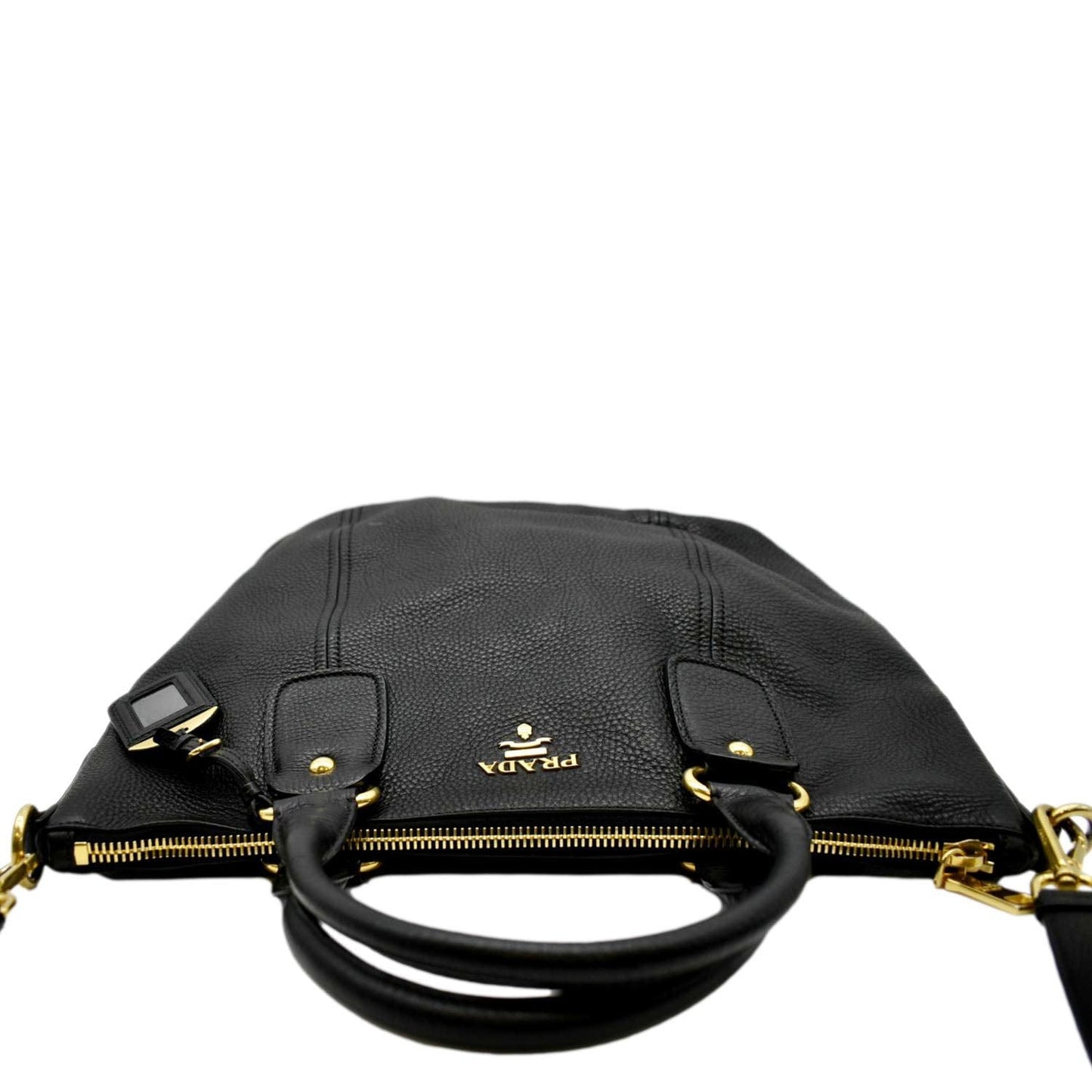 PRADA Vitello Daino Large leather Tote Shoulder Bag Black
