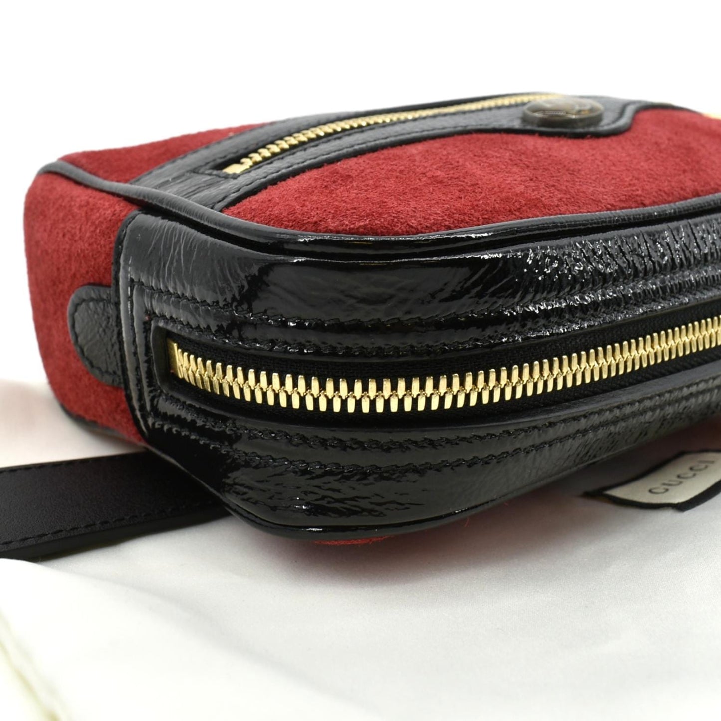 GUCCI Ophidia Small Suede Belt Waist Bag Red 517076