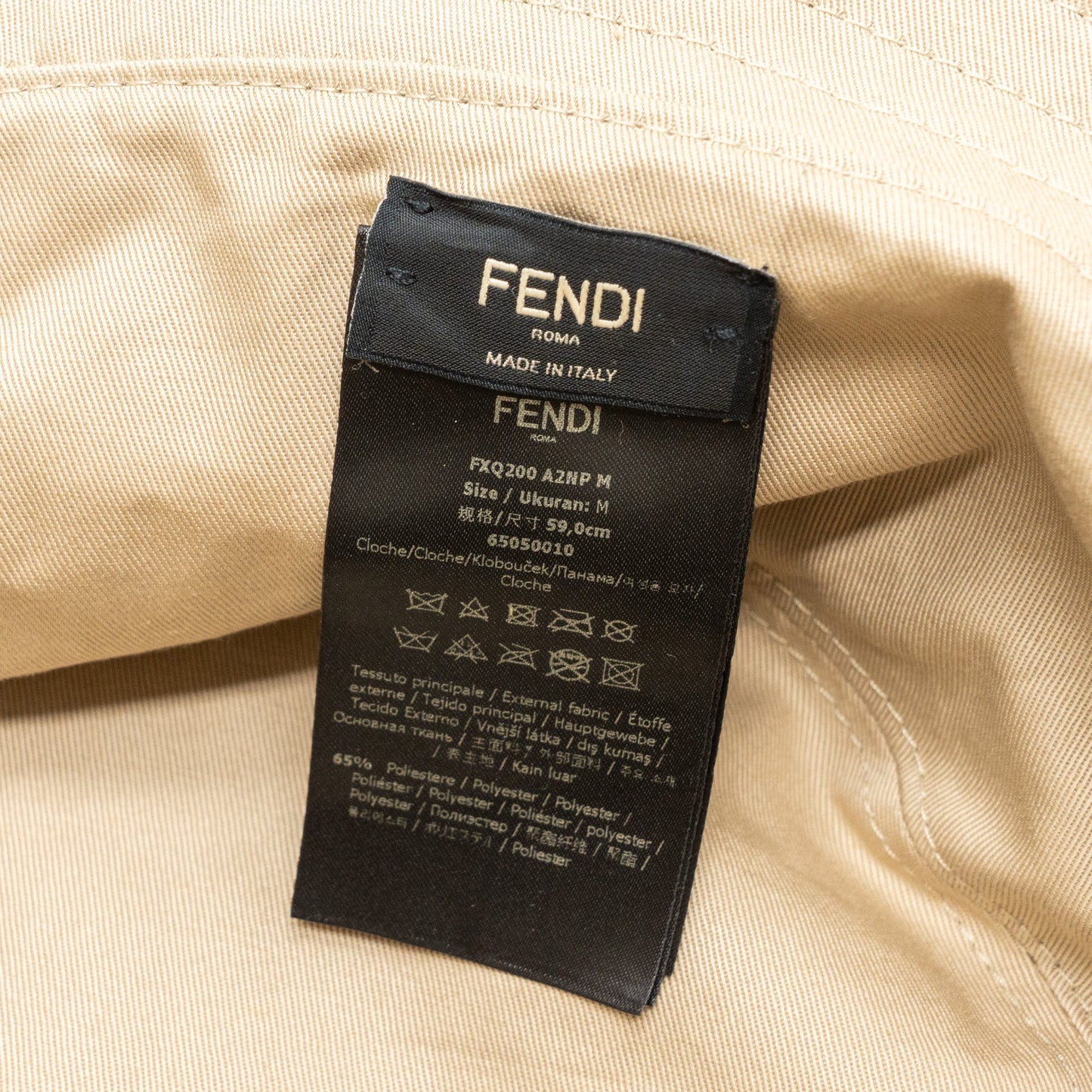 Fendi size M bucket hat brown tech fabric