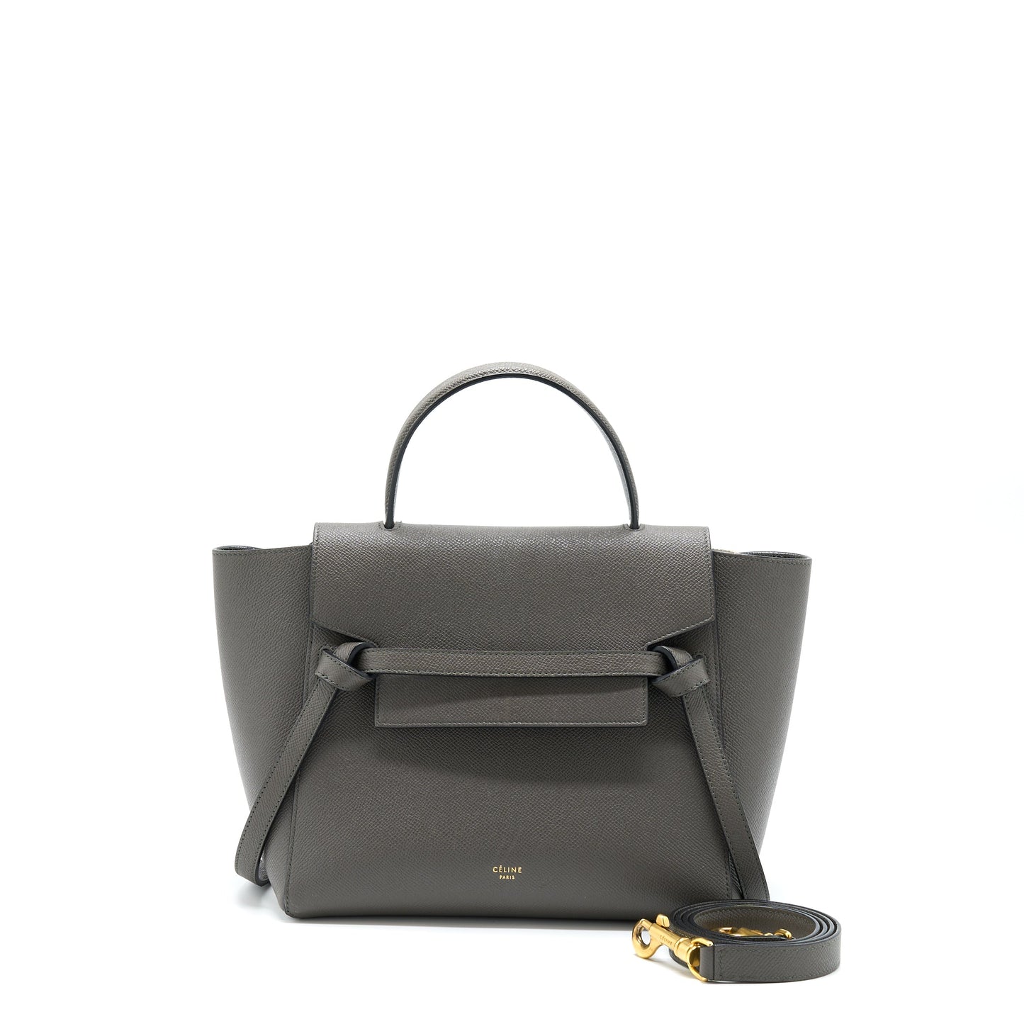 Celine Belt Purse Grained Calfskin Grey
