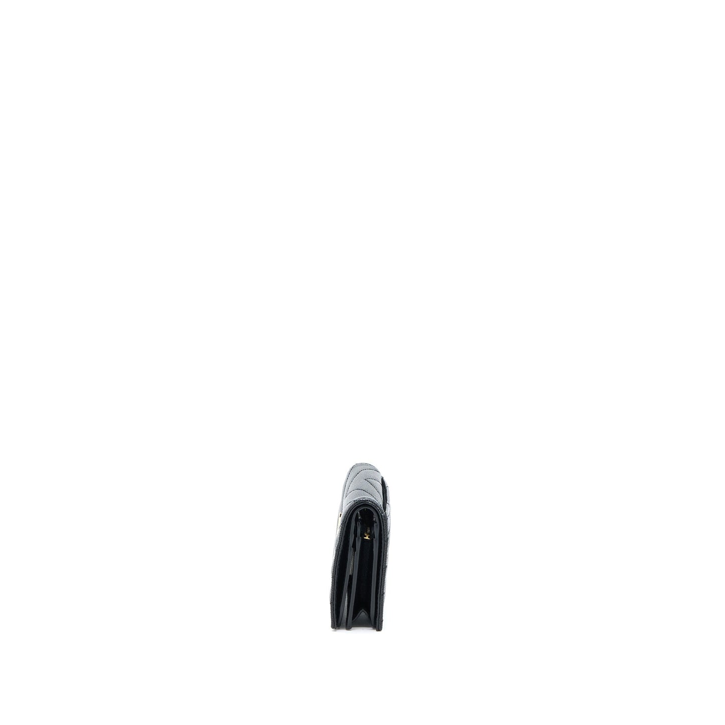 Saint Laurent / Pebbled Logo Plaque Cardholder Grained Calfskin Black