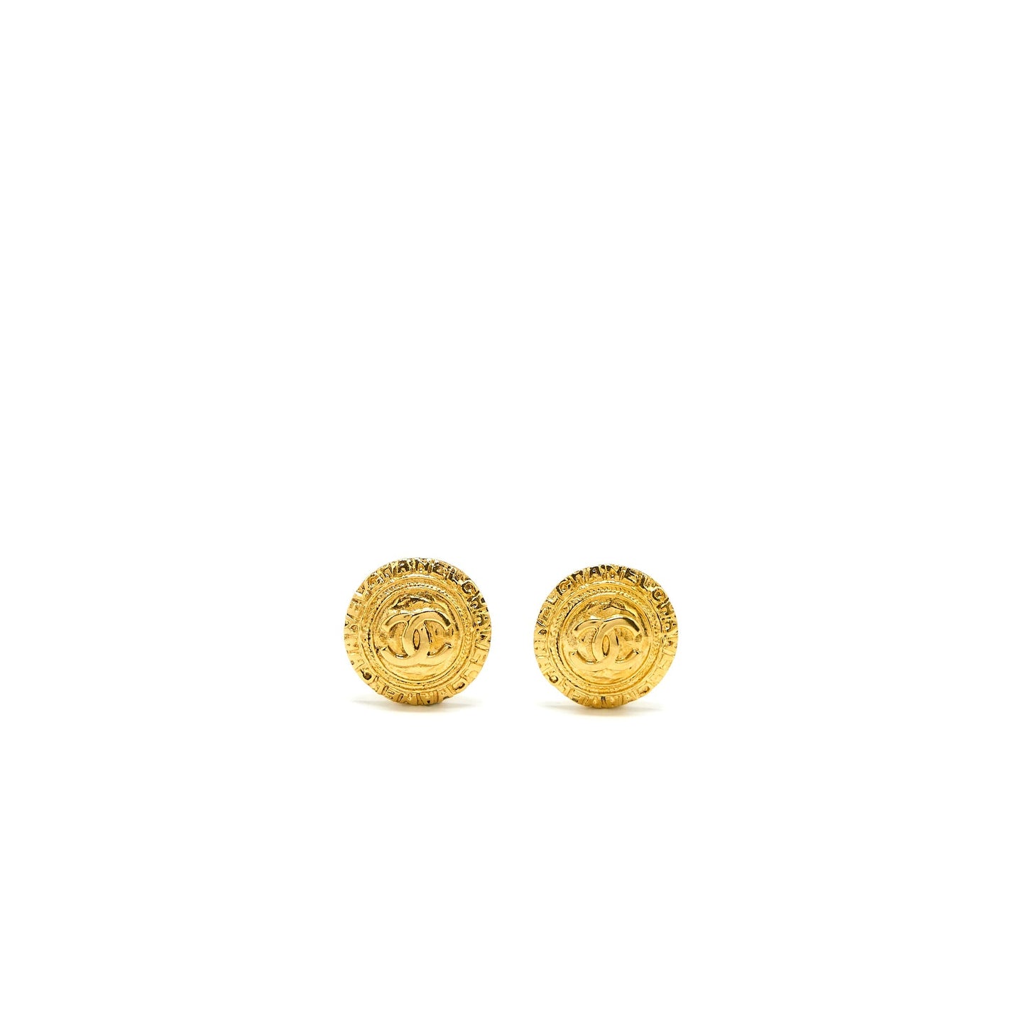 Chanel   Round Ear Clips Gold Tone