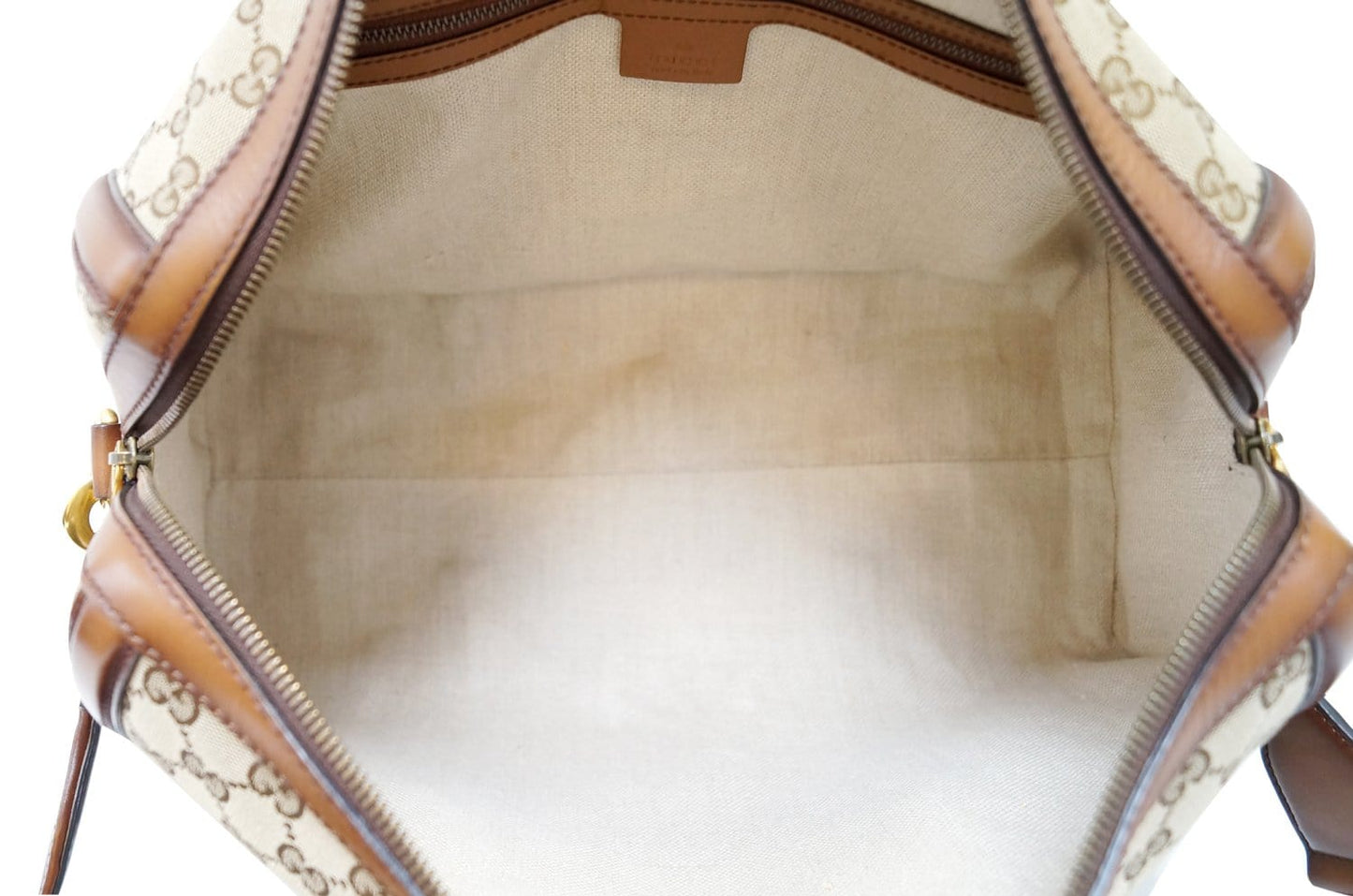 GUCCI Lady Web  GG Canvas Boston Bag 381044