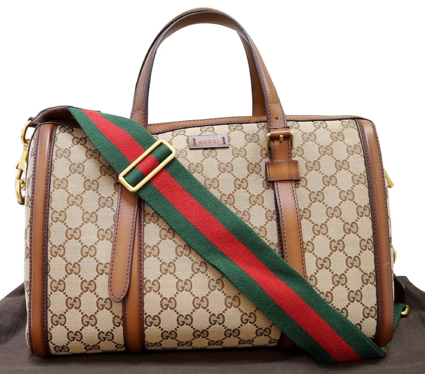 GUCCI Lady Web  GG Canvas Boston Bag 381044