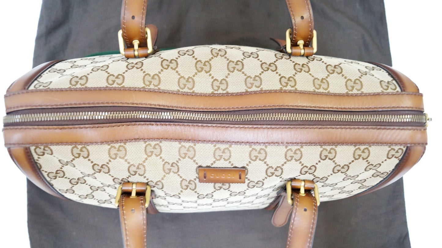 GUCCI Lady Web  GG Canvas Boston Bag 381044