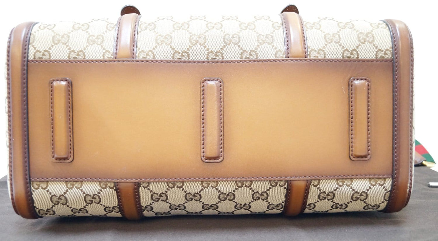 GUCCI Lady Web  GG Canvas Boston Bag 381044