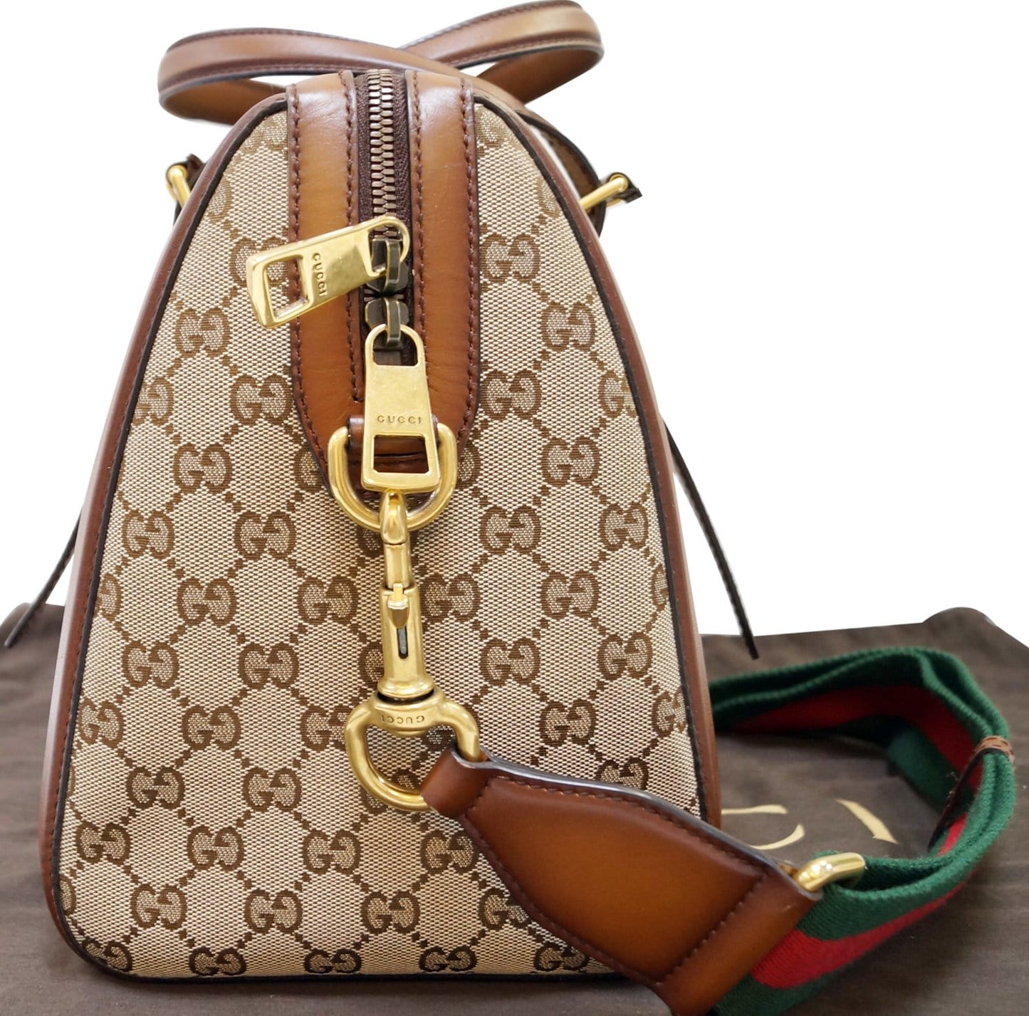 GUCCI Lady Web  GG Canvas Boston Bag 381044