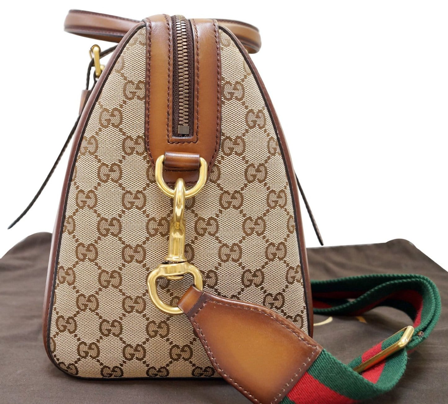 GUCCI Lady Web  GG Canvas Boston Bag 381044