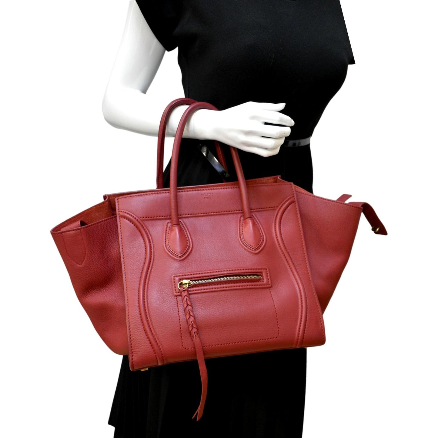 CELINE Phantom Leather Tote Bag Red