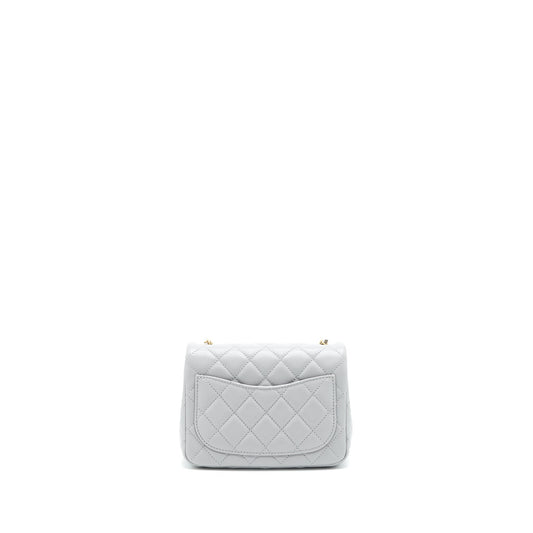 Chanel 21B Pearl Crush mini square Flap Bag grey GHW