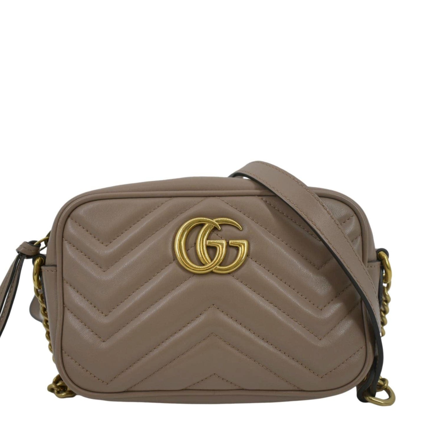 GUCCI GG Marmont Mini Matelasse Leather Crossbody Bag Dust Pink 448065