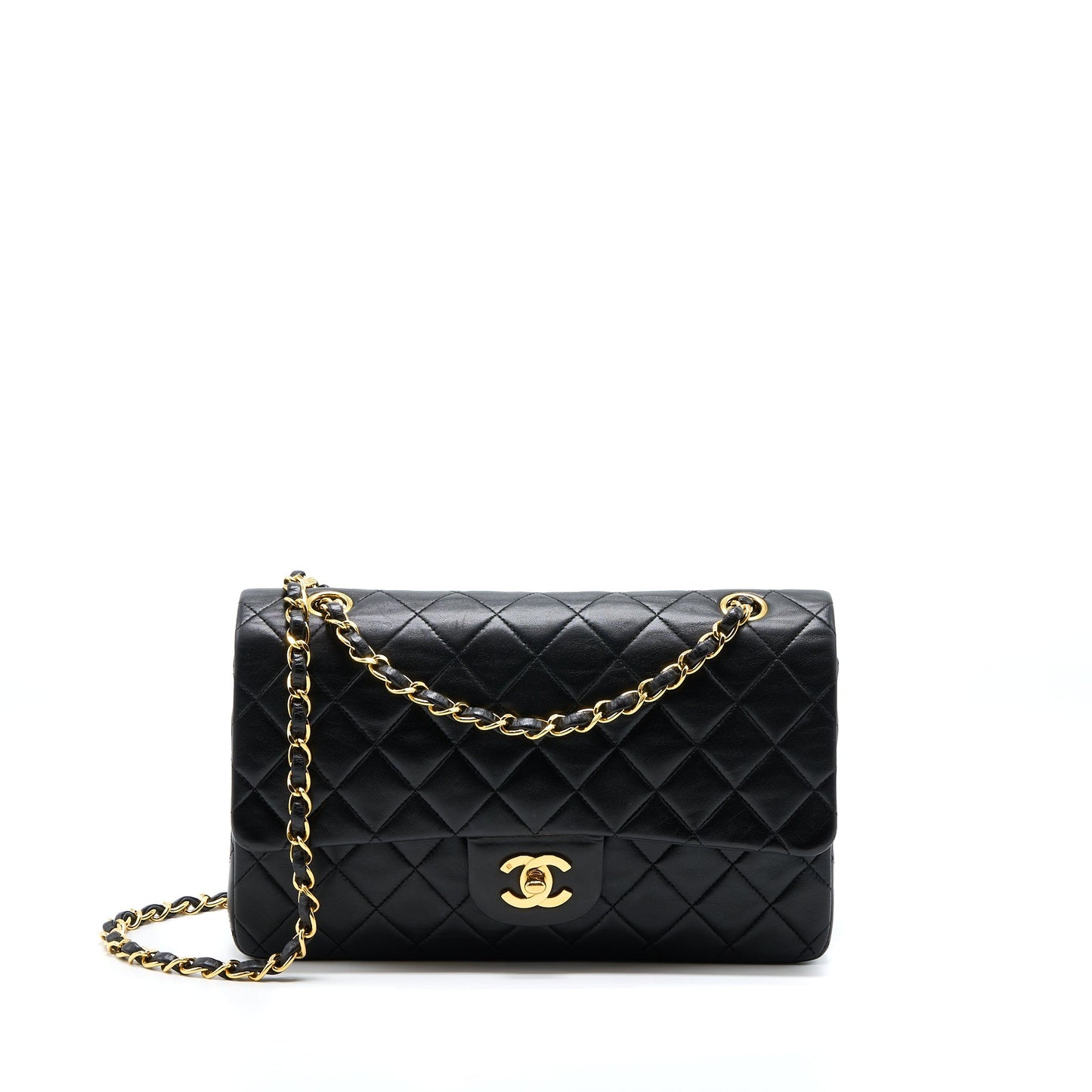 Chanel   Medium Flap Bag Lambskin Black GHW