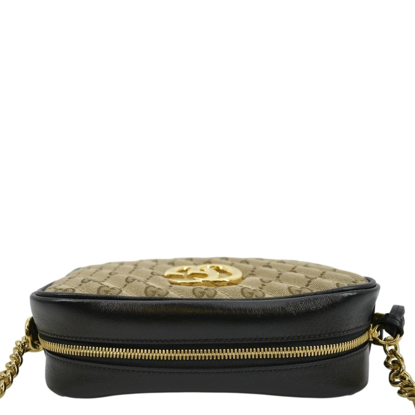 GUCCI Marmont Small Monogram Canvas Crossbody Camera Bag Beige 447632