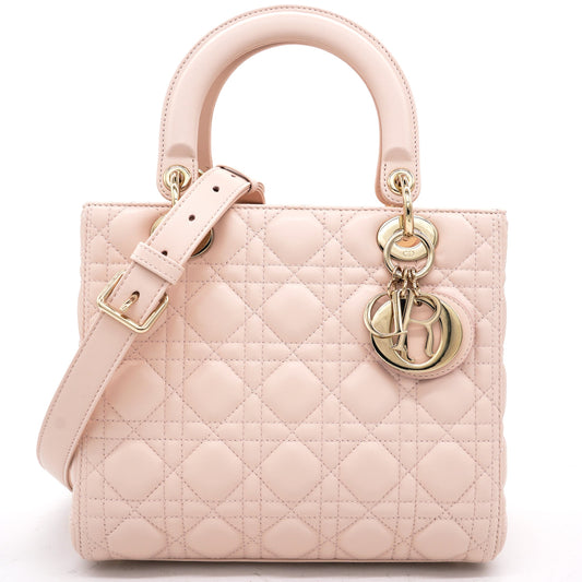 Dior Light Pink Cannage Leather Medium Lady Dior Tote 2018