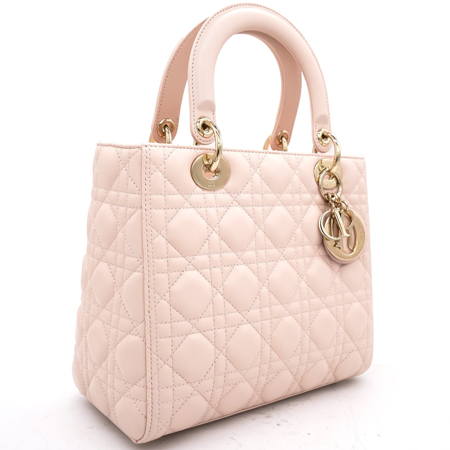 Dior Light Pink Cannage Leather Medium Lady Dior Tote 2018