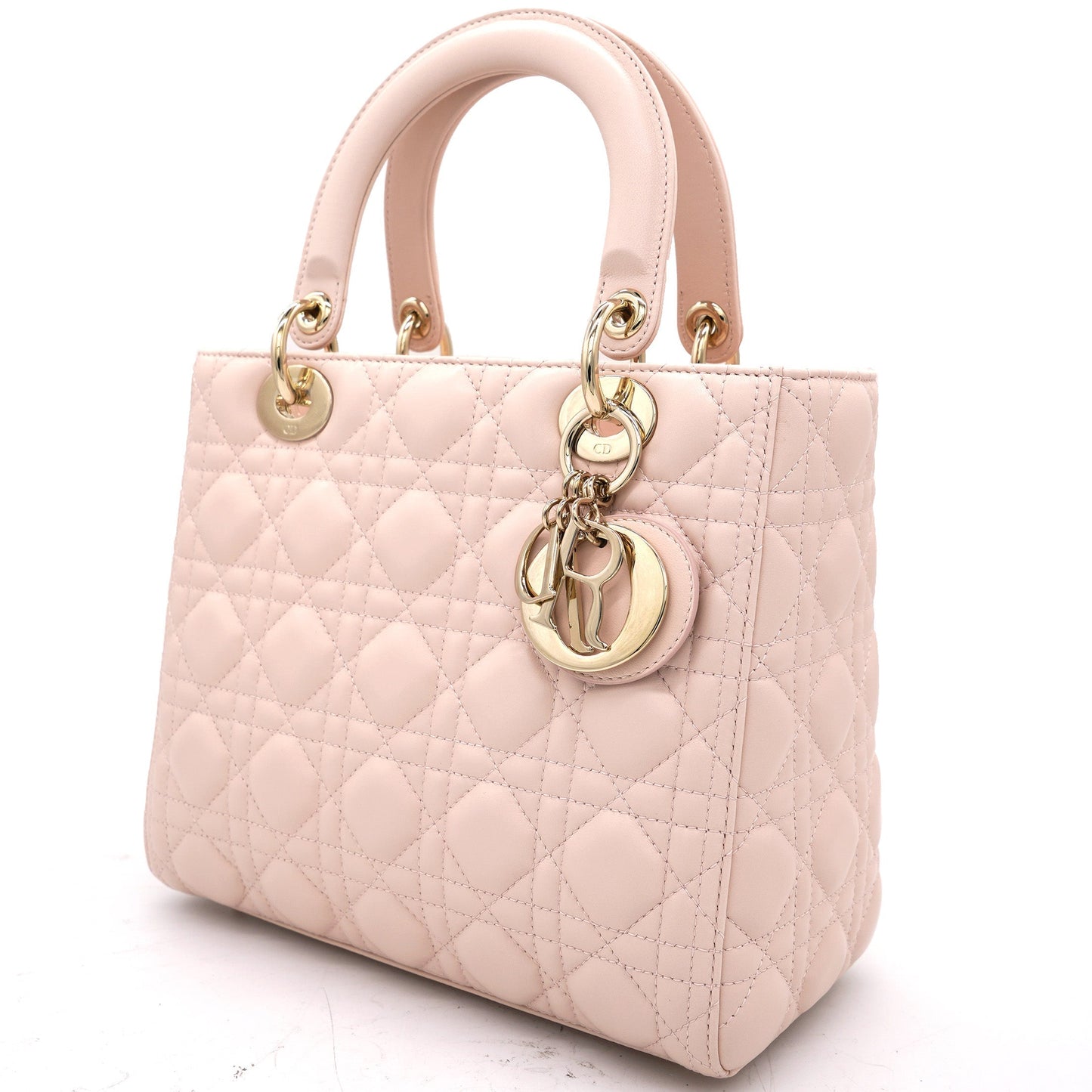 Dior Light Pink Cannage Leather Medium Lady Dior Tote 2018