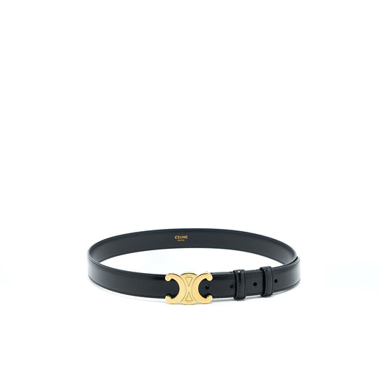 Celine Size 75 Medium Triomphe Belt in Smooth Calfskin Black