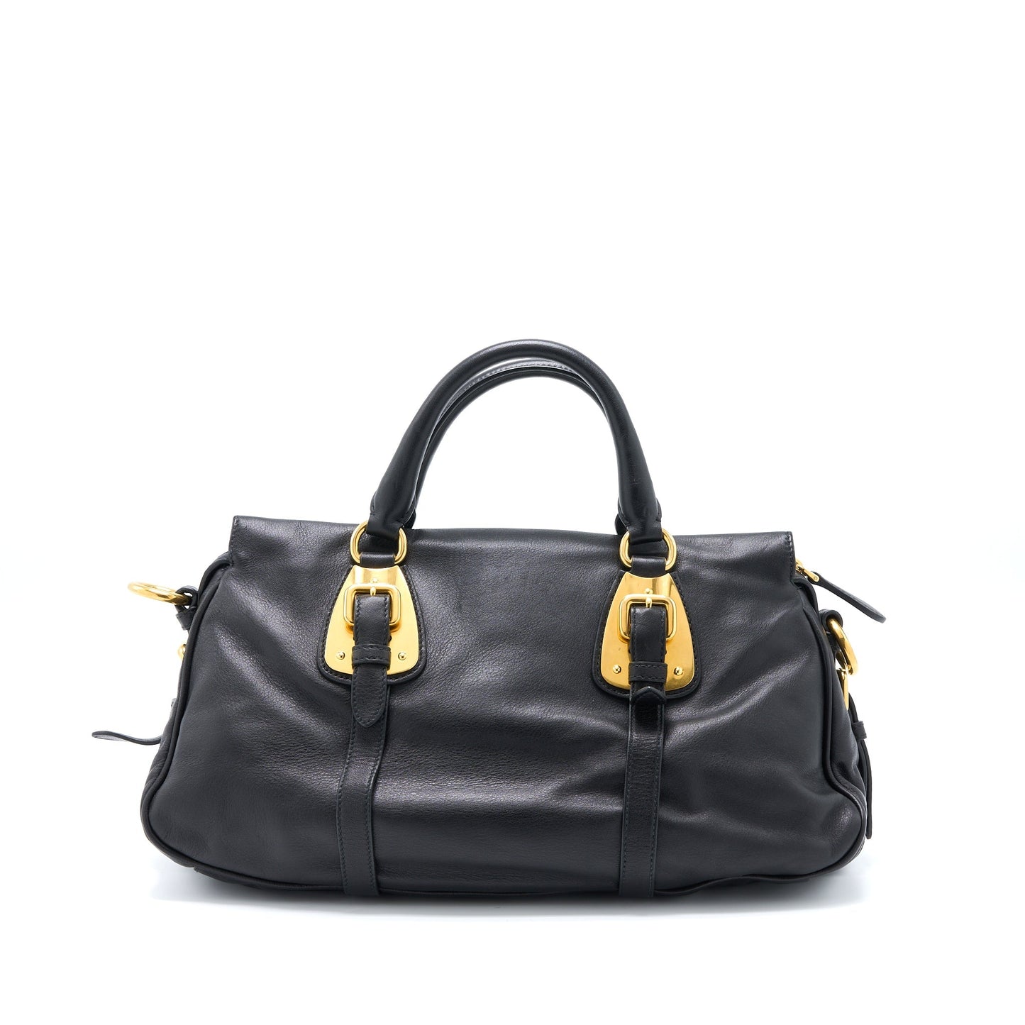 Prada Bauletto Tote Purse Soft Calfskin Black
