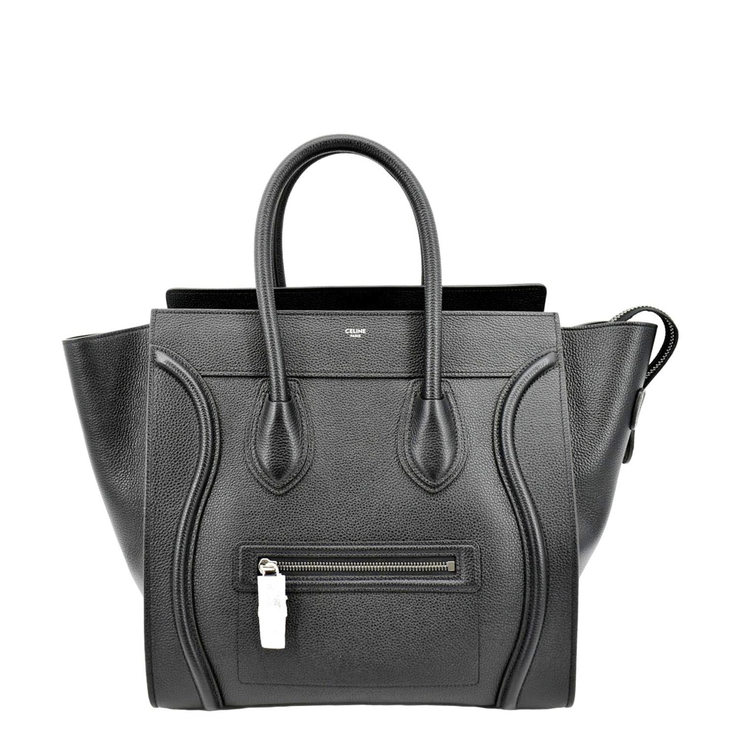 CELINE Drummed Mini Luggage Calfskin Leather Tote Bag Black