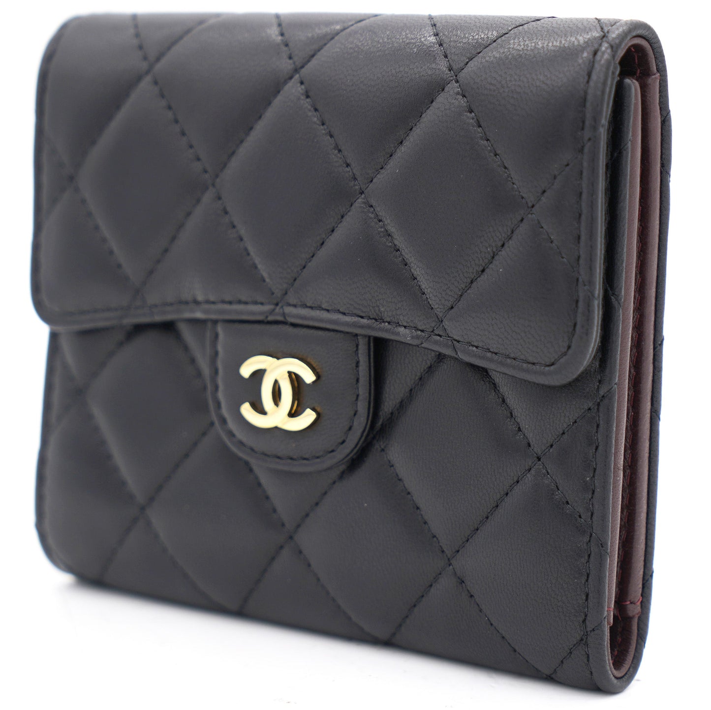 Chanel Black Quilted Leather CC Compact Wallet