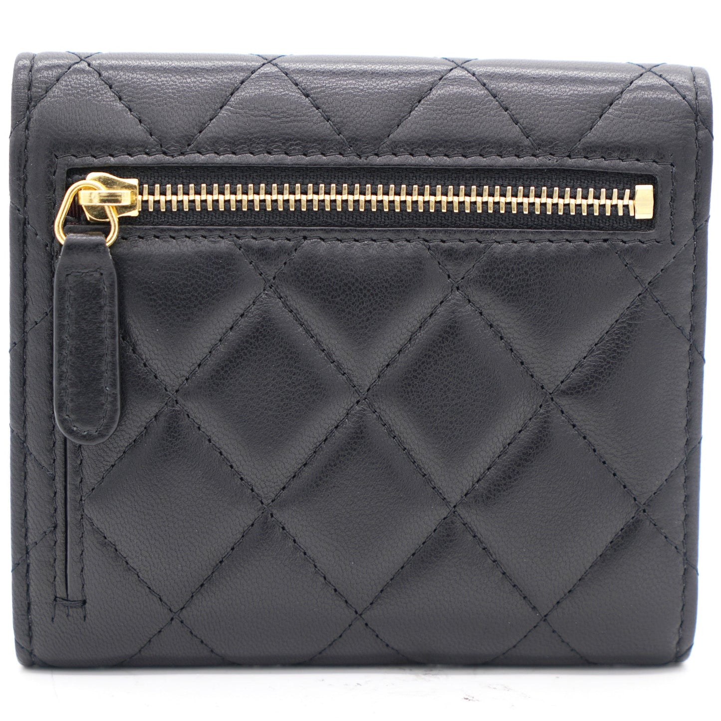 Chanel Black Quilted Leather CC Compact Wallet
