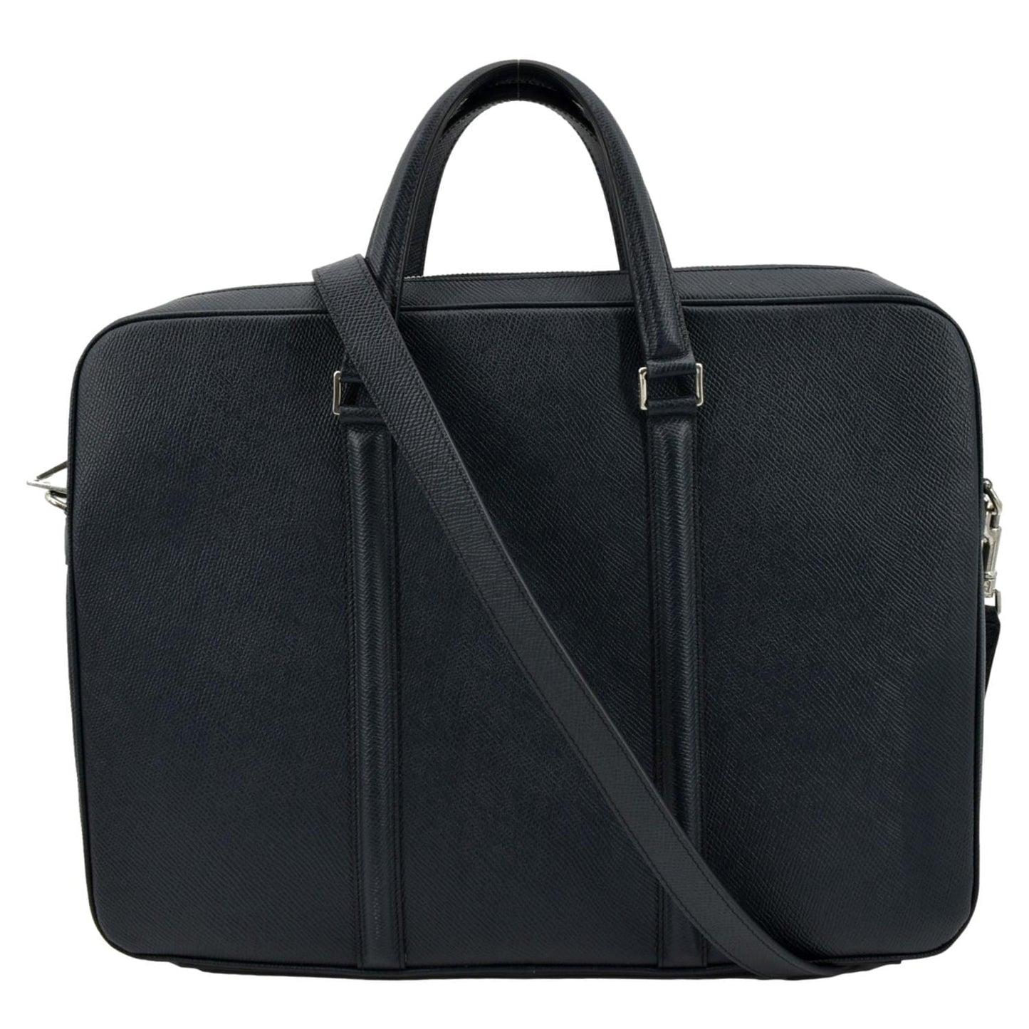 CELINE Grained Calfskin Leather Crossbody Briefcase Bag Navy Blue