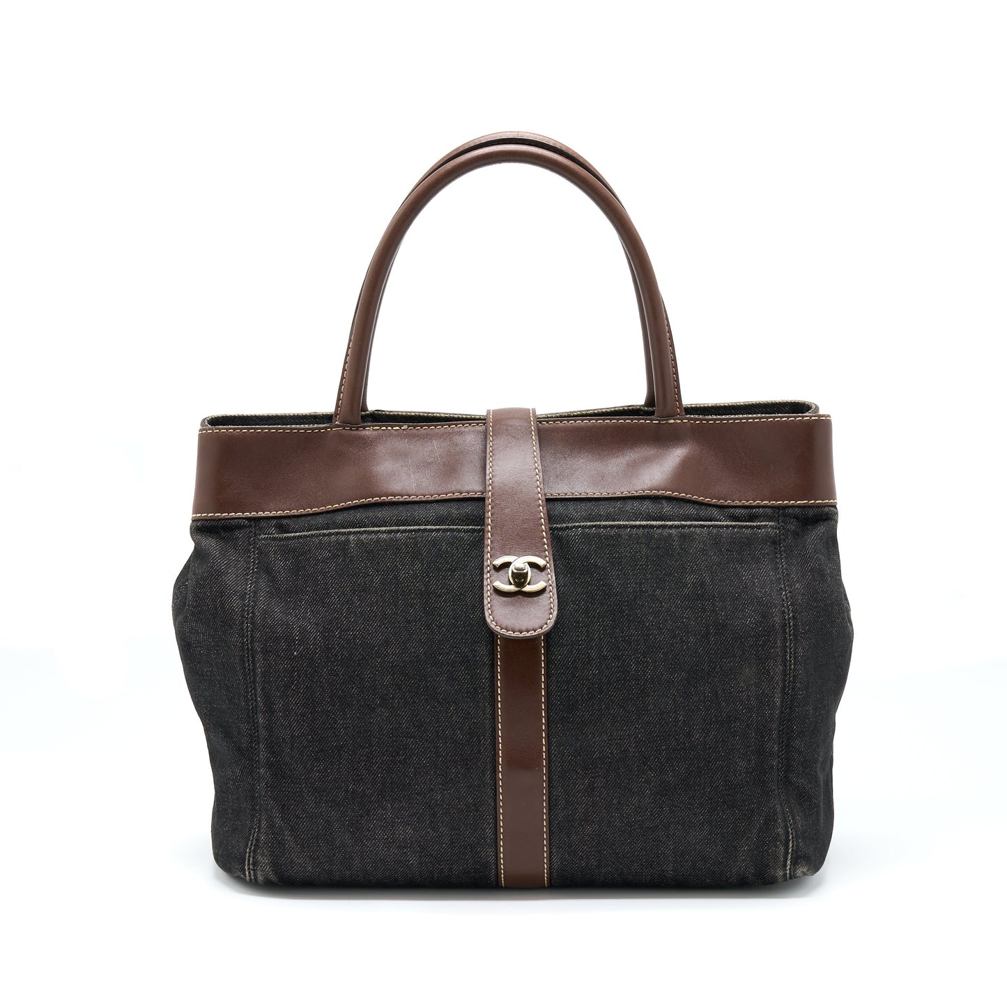 Chanel   Denim Tote Bag Ruthenium Sliver Hardware