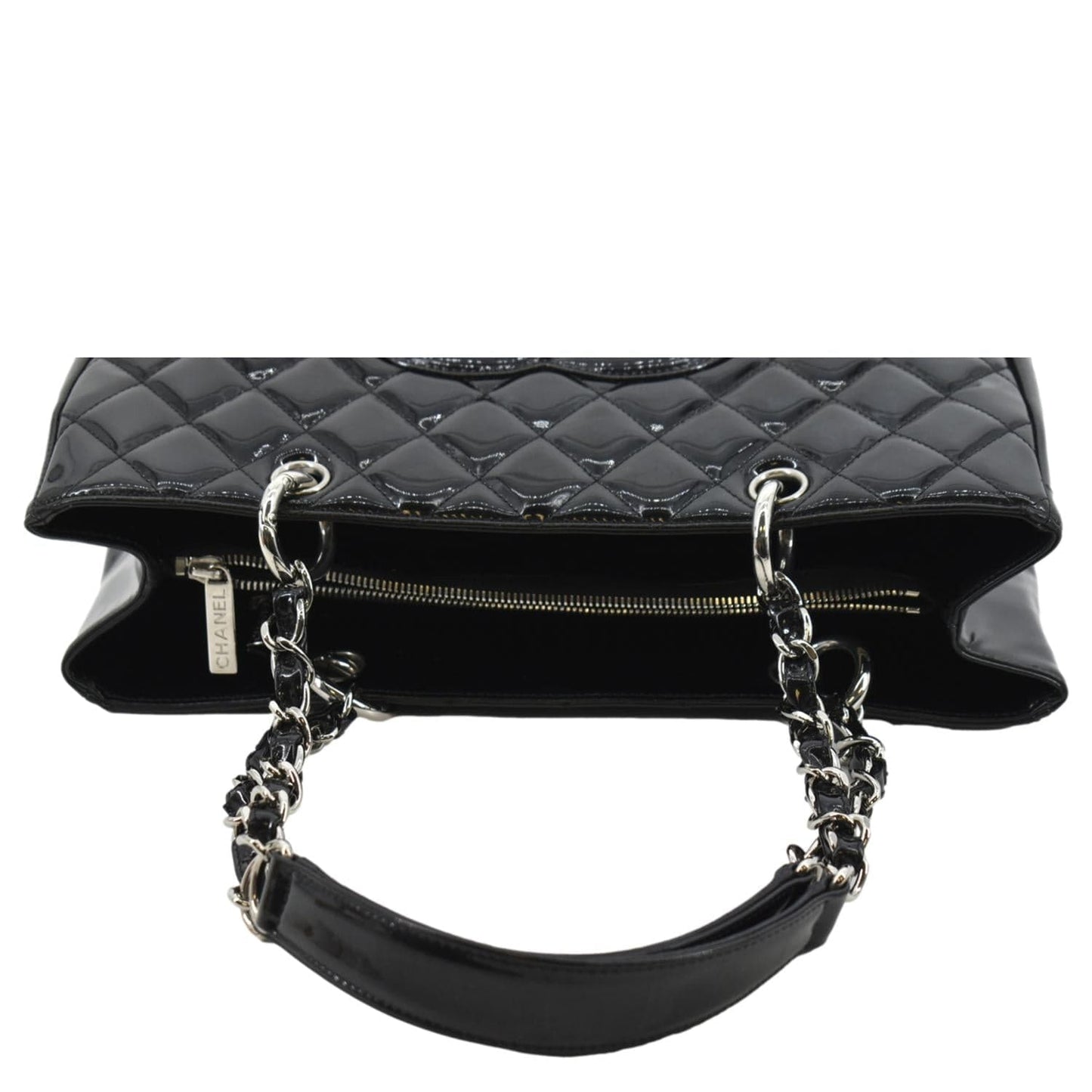 CHANEL Grand Shopping Patent Leather GST Tote Bag Black