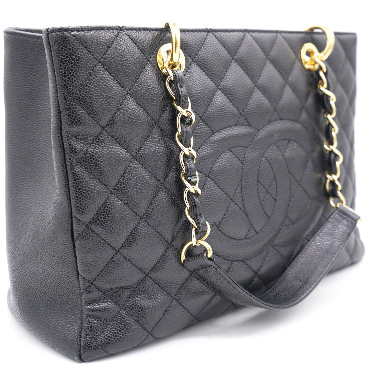 Chanel Black Quilted Caviar Leather Grand Shopper Tote