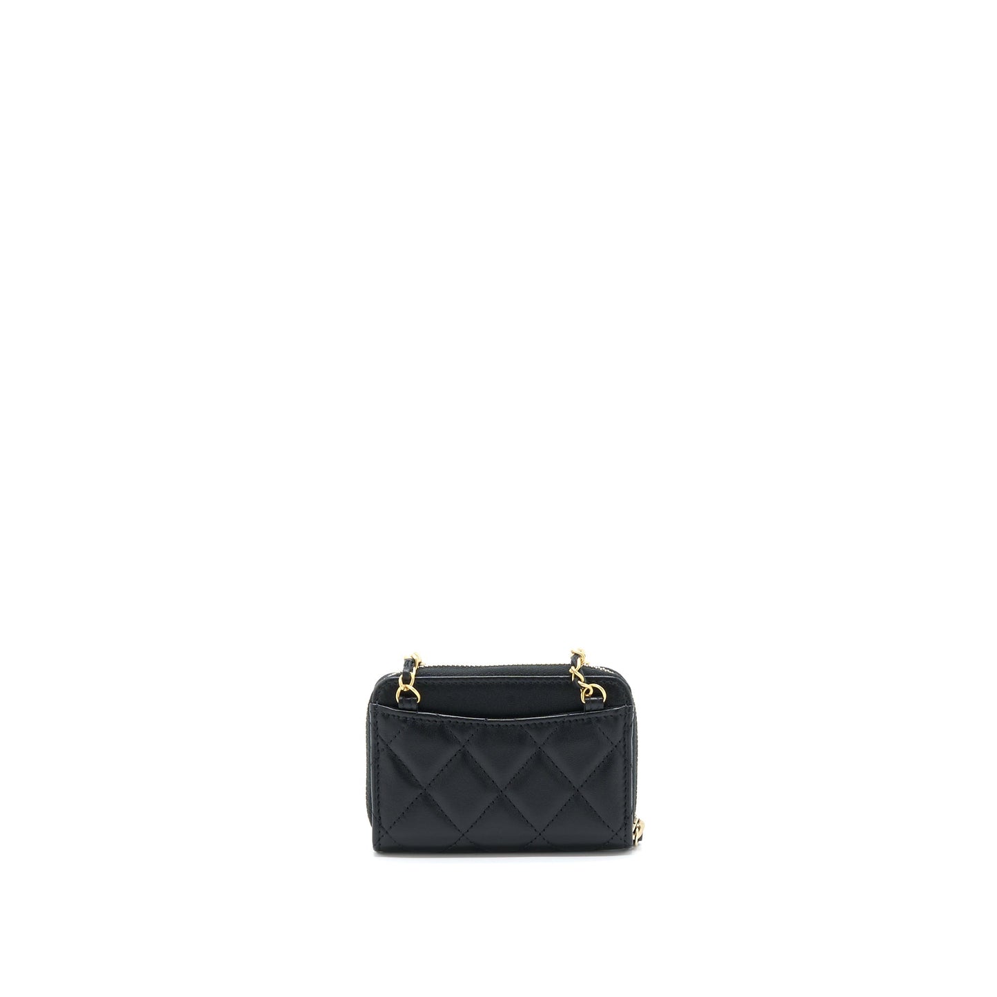 Chanel 22C Pearl Crush  holder With Chain Lambskin Black GHW