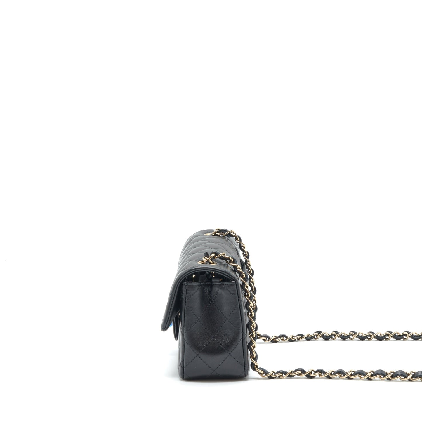 Chanel Mini Rectangular Flap Bag Lambskin Black LGHW (Microchip)