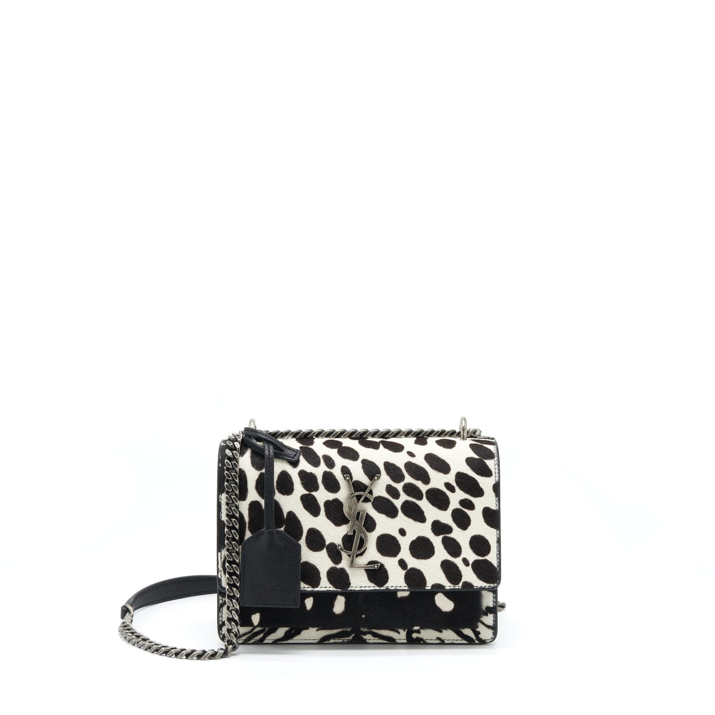 Saint Laurent/ Sunset Animal Print Calf Hair Ruthenium Hardware