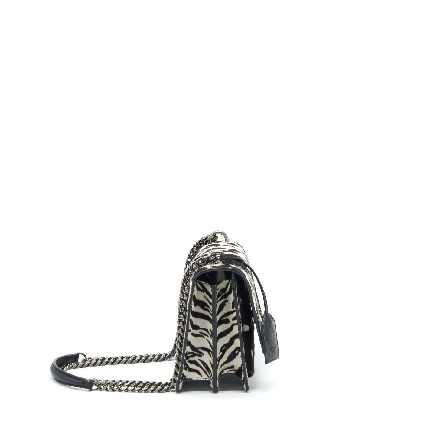 Saint Laurent/ Sunset Animal Print Calf Hair Ruthenium Hardware