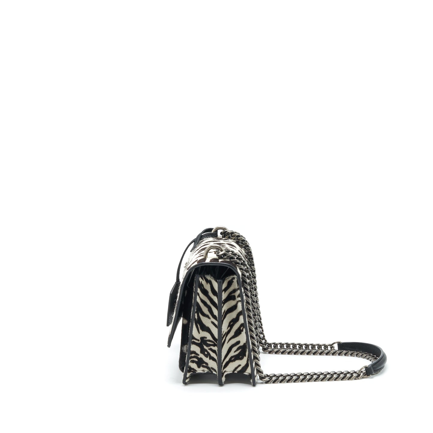 Saint Laurent/ Sunset Animal Print Calf Hair Ruthenium Hardware