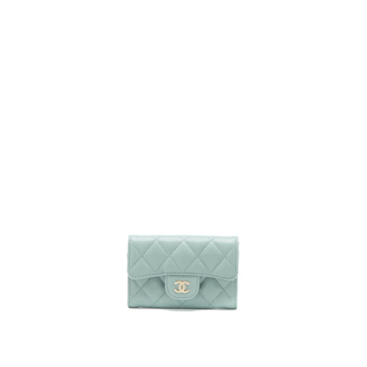 Chanel 23C Classic Flap Card Holder Caviar Light Grey LGHW