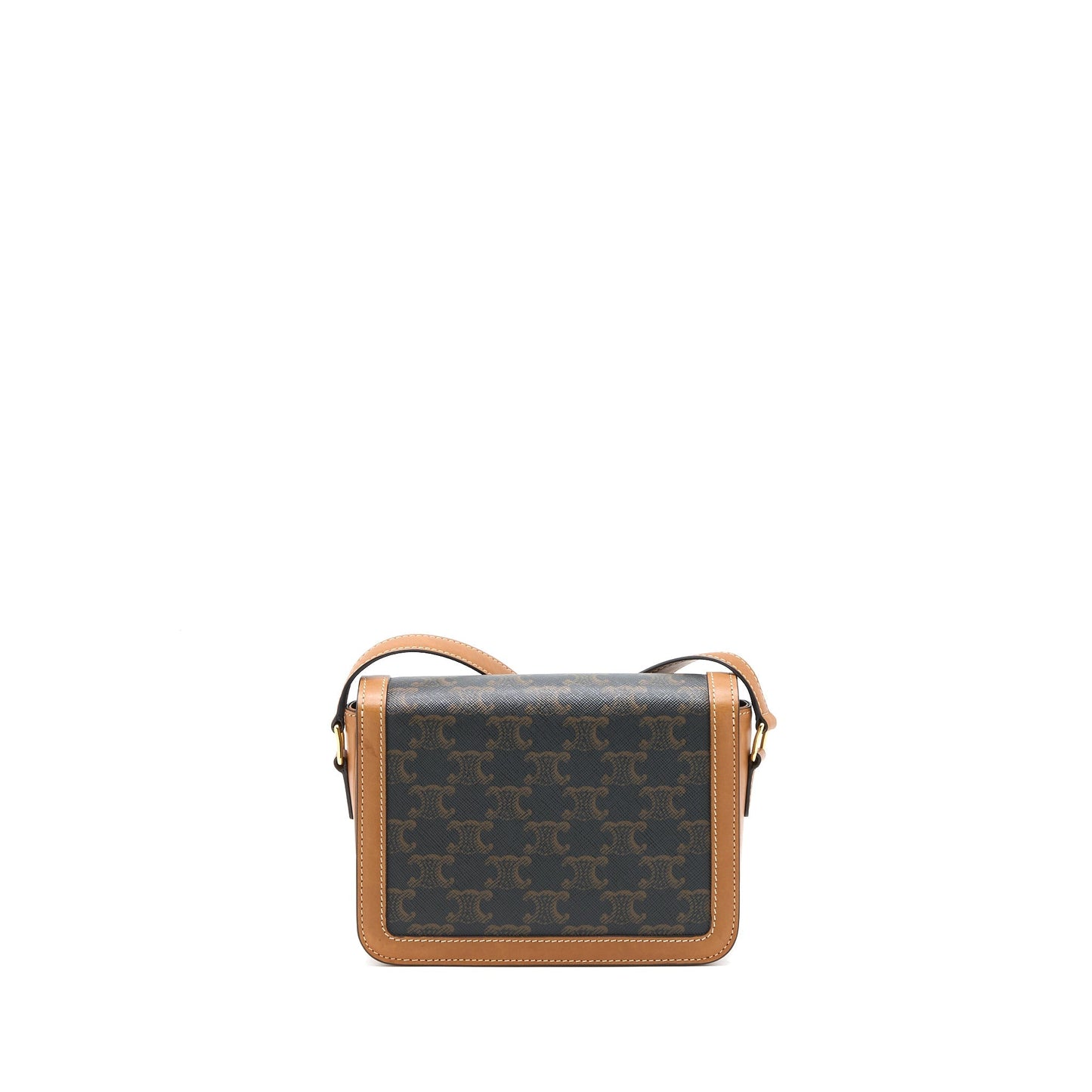 Celine Teen Triomphe Purse In Triomphe Canvas / Nature Calfskin