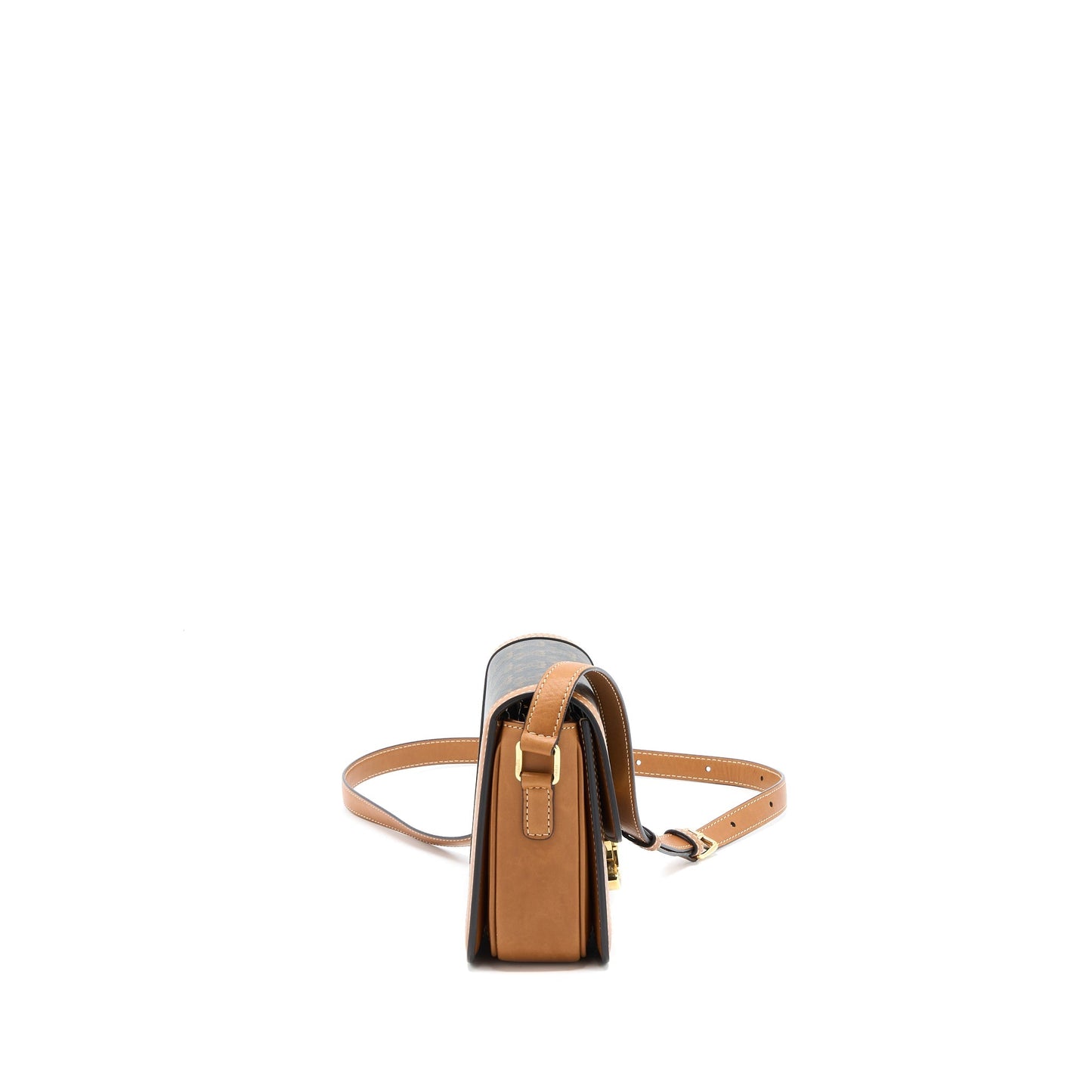 Celine Teen Triomphe Purse In Triomphe Canvas / Nature Calfskin