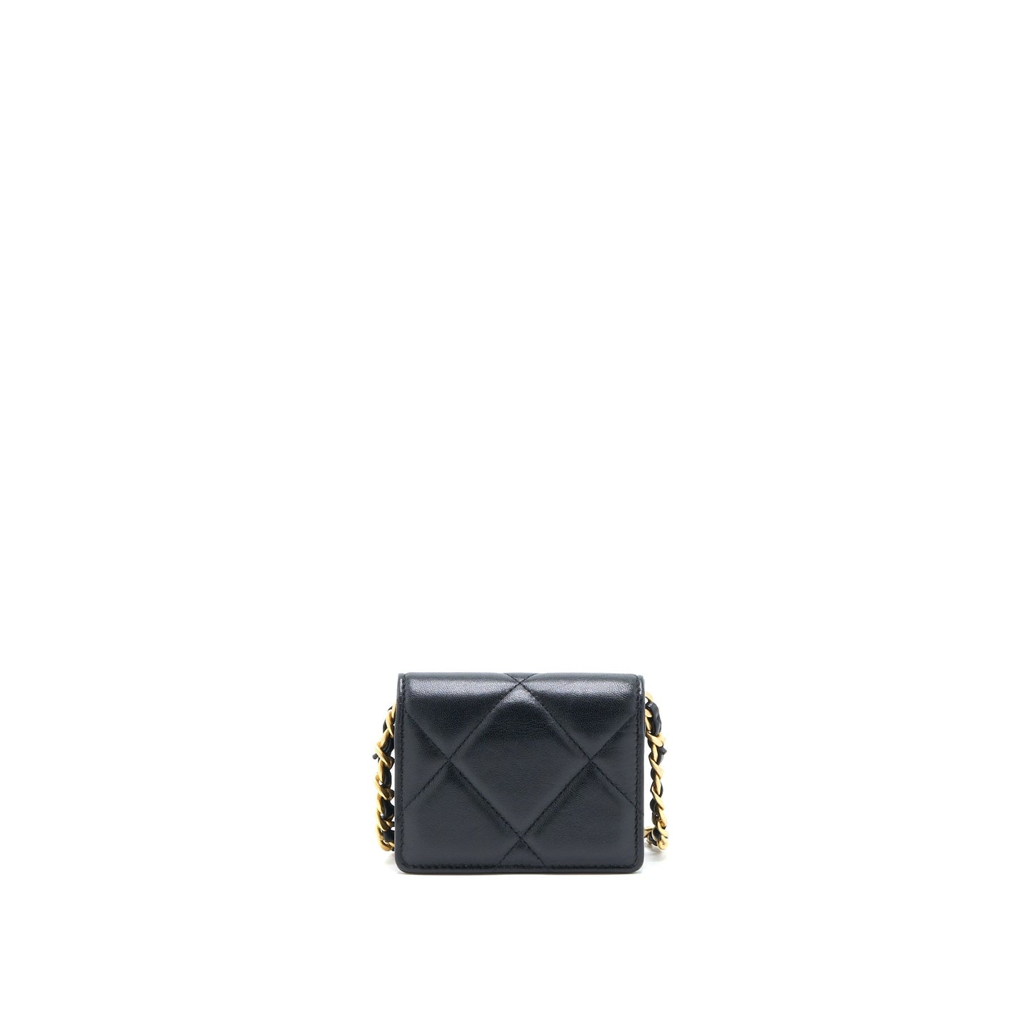 Chanel 19 Flap  Holder with Chain Lambskin Black Multicolour Hardware