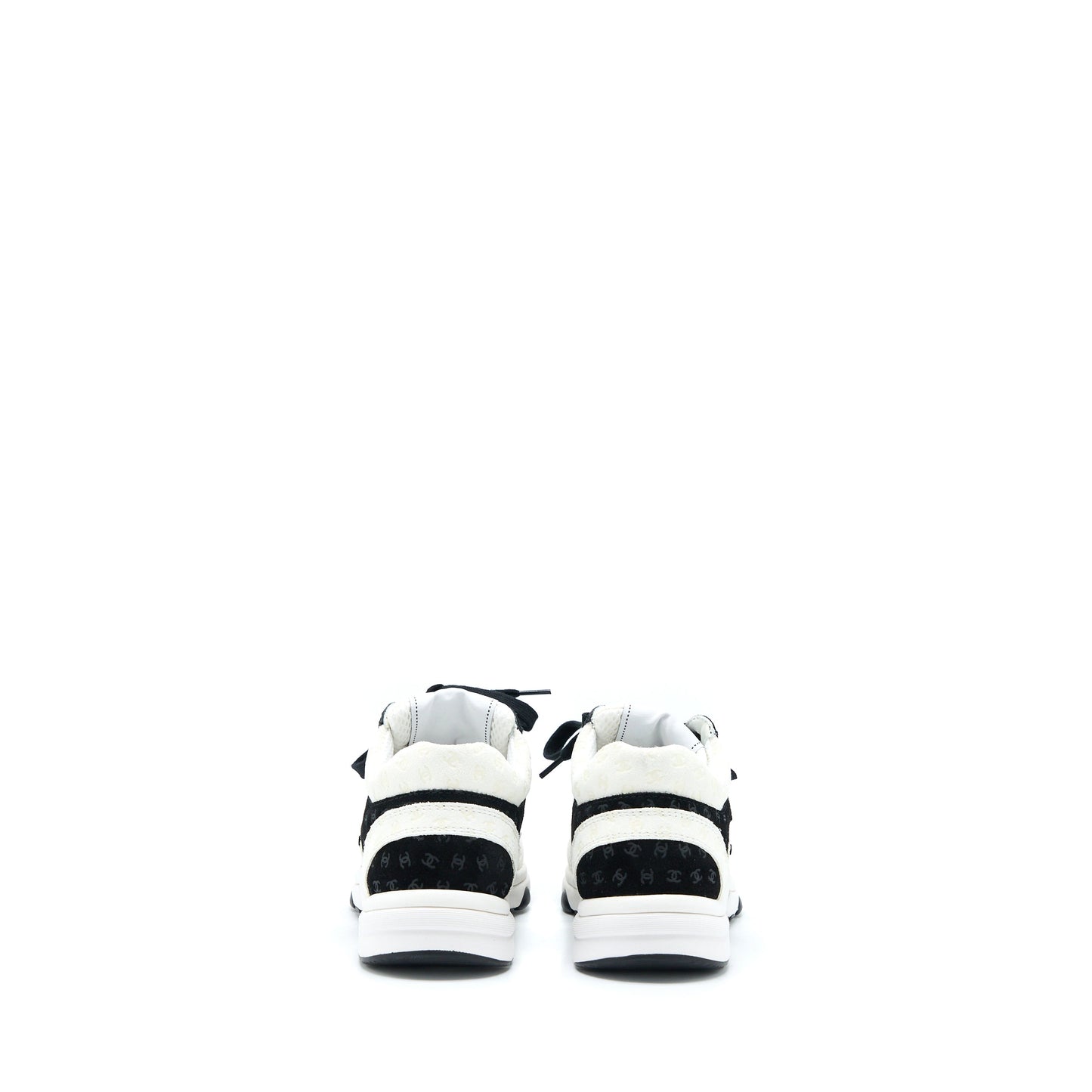 Chanel Size 35 22a Trainers Printed Suede/Calfskin Black/White