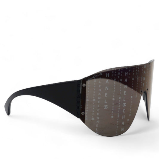 Chanel Acetate Shield Runway Sunglasses Black
