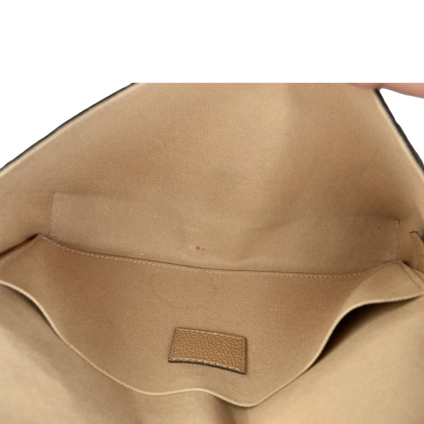 LOUIS VUITTON Felicie Monogram Empreinte Leather Pochette Crossbody Bag Light Brown