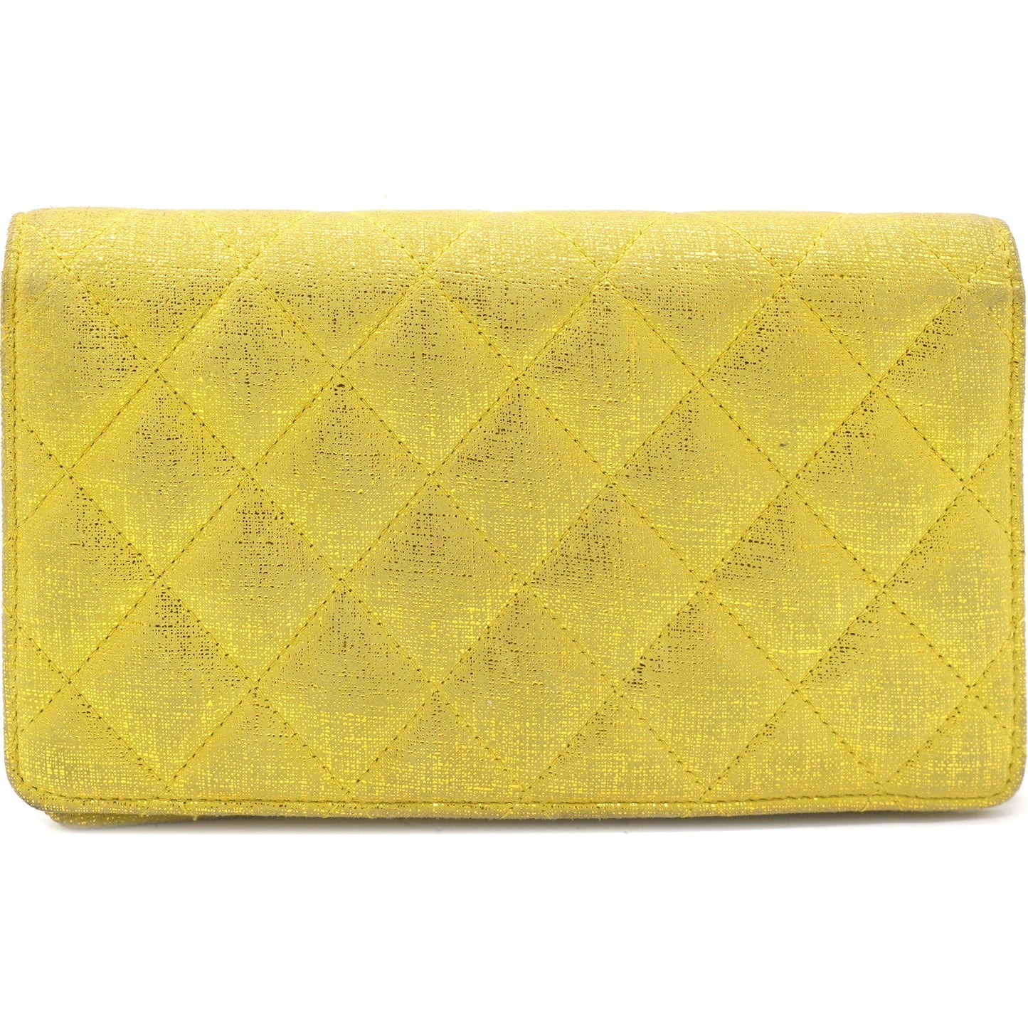 Chanel Calfskin Quilted Yen Wallet Textured Gold