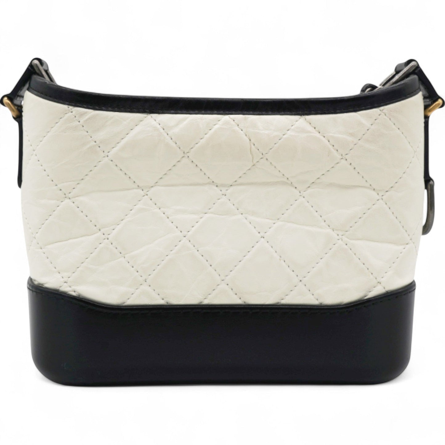 Chanel Aged Quilted Small Gabrielle Hobo Black White