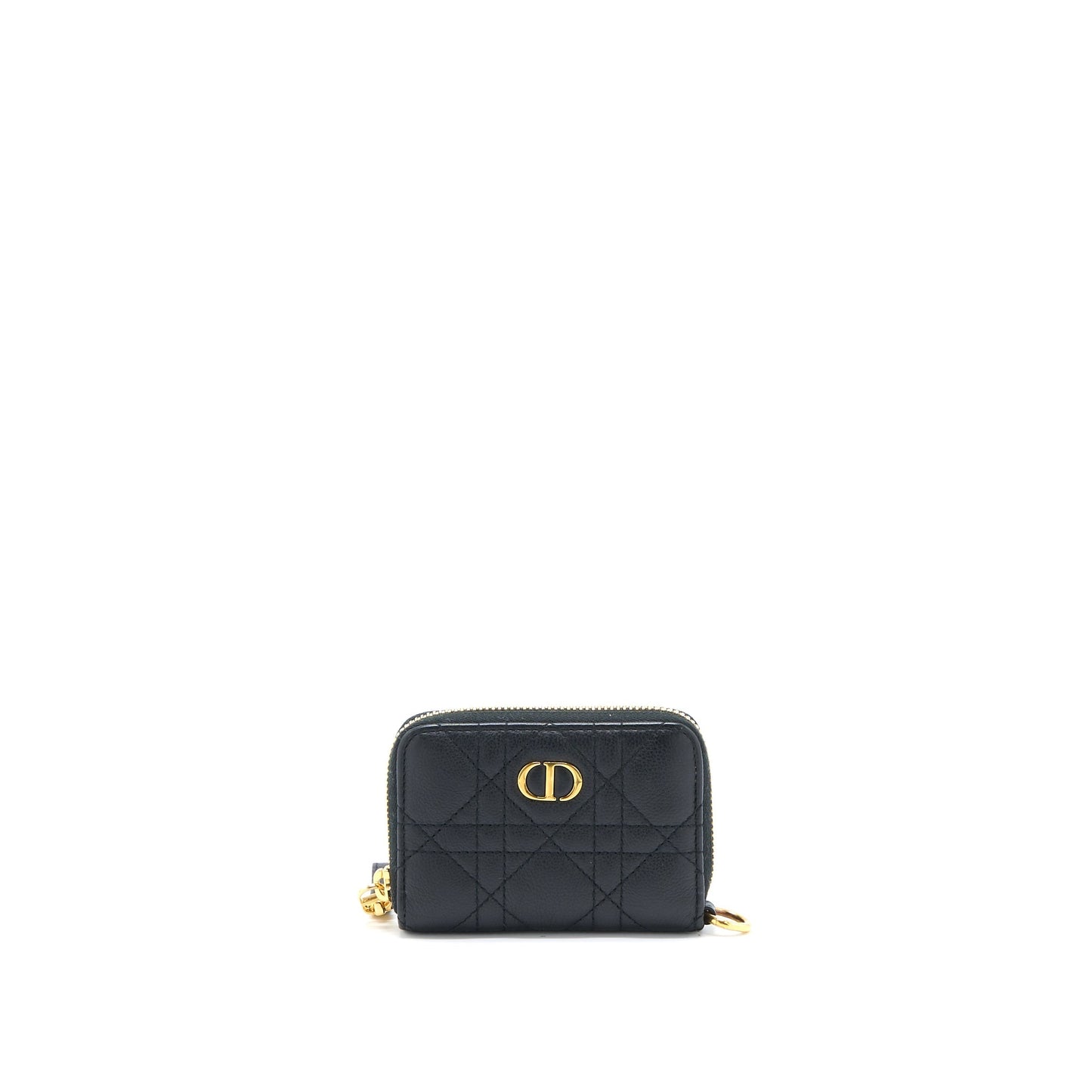 Dior Caro Detachable Card Holder Cannage Supple Calfskin Black