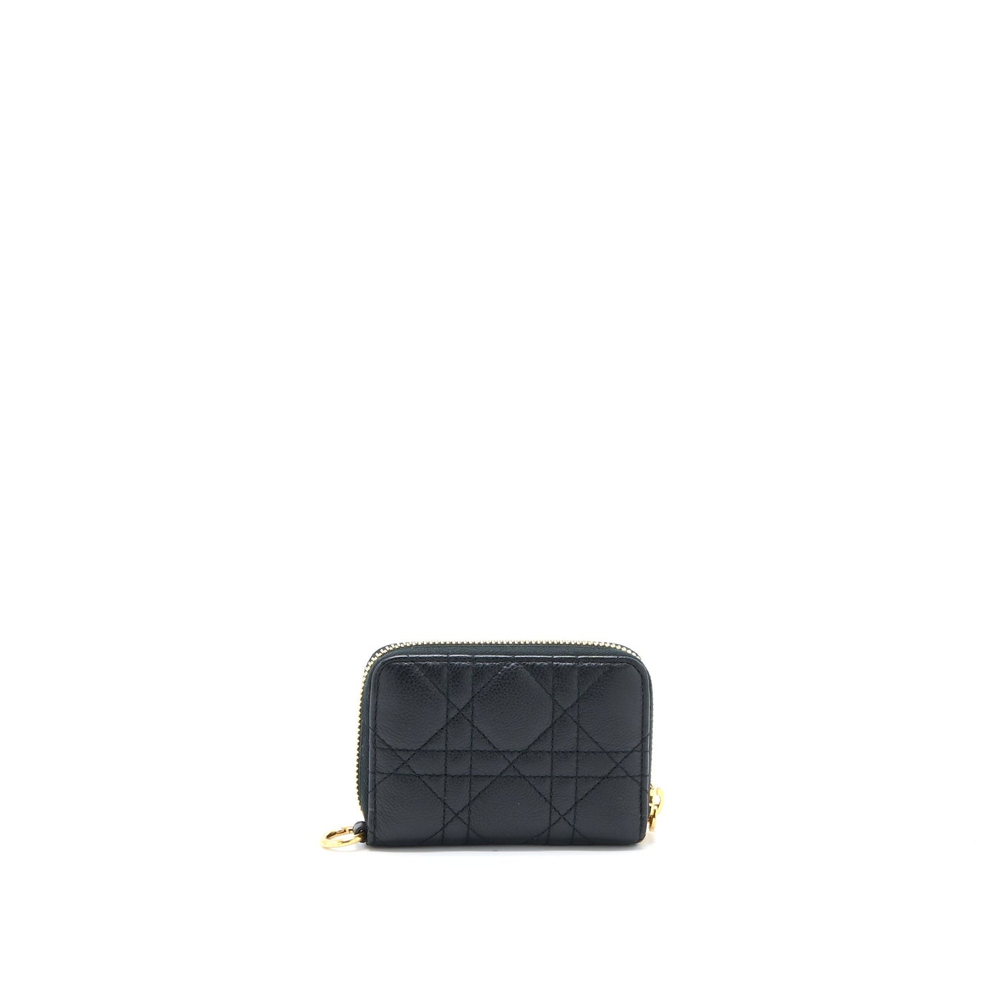 Dior Caro Detachable Card Holder Cannage Supple Calfskin Black