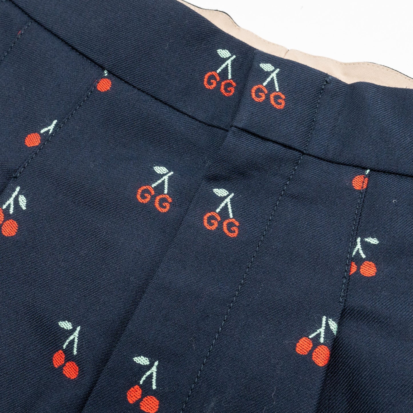 Gucci Size 36 Cherry Print Culotte Tro r Cotton/Wool Navy