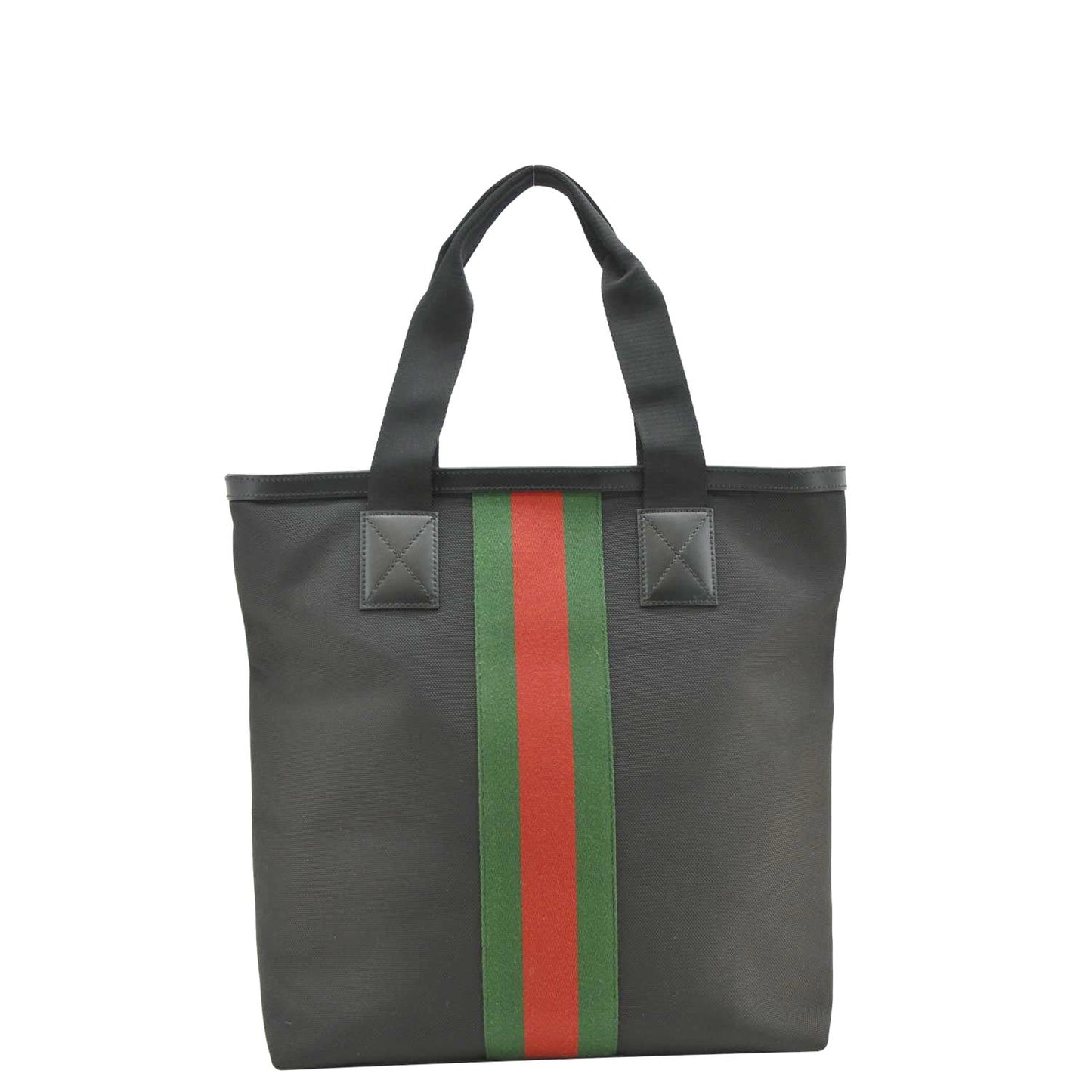 GUCCI Vertical Web Stripe Techno Canvas Tote Bag Black 631245